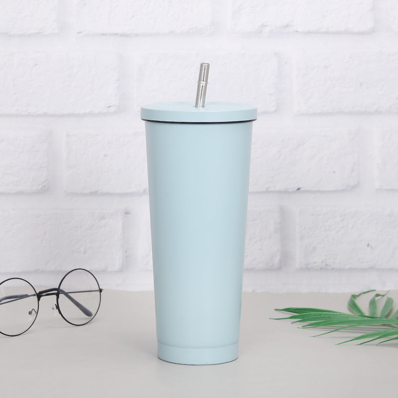 Creative Coffee Cup with Stainless Steel Straw Cup - Minihomy