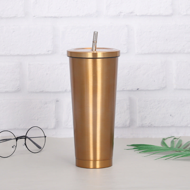 Creative Coffee Cup with Stainless Steel Straw Cup - Minihomy