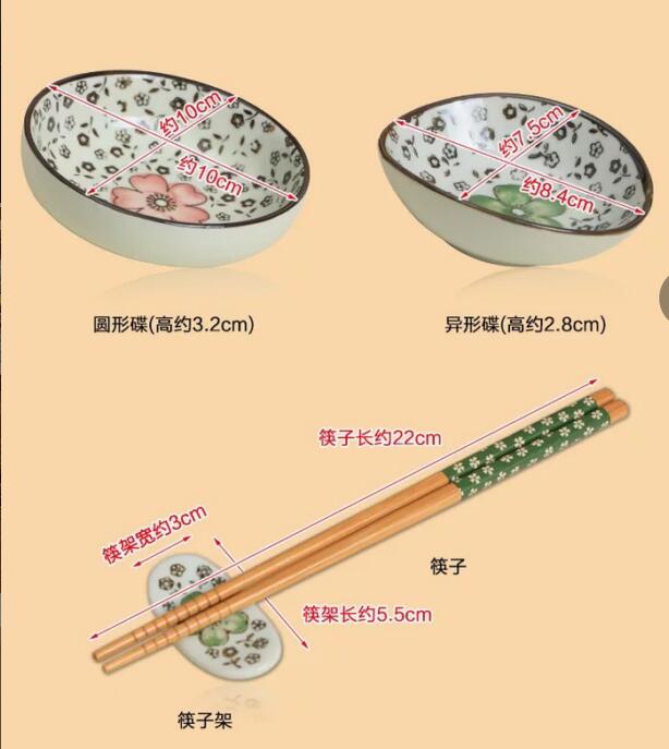 Japanese Ceramic Plate Chopsticks Tableware Set - Minihomy