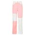 Contrasting Stitching High-rise Straight-leg Jeans Women - Minihomy