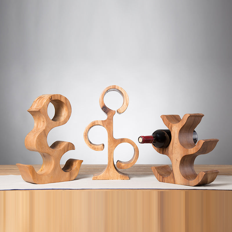 Handmade Solid Wood Creative Mango Wood Wine Rack Ornaments - Minihomy