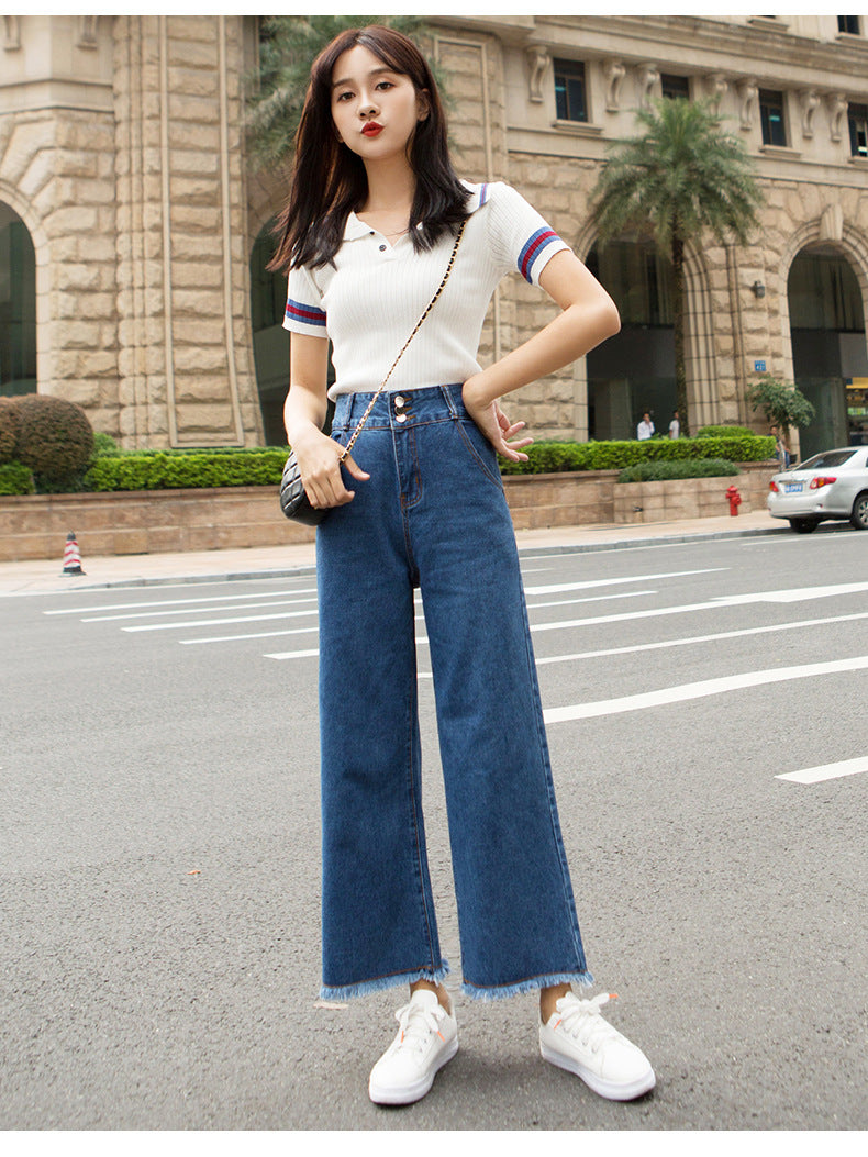 Women's Jeans High-Waisted Straight-Leg Jeans Cropped Trousers