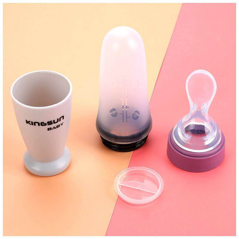 Baby Feeding Bottle Toddler Silicone Squeeze Feeding Spoon - Minihomy