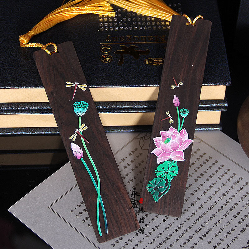 Painted Lotus Bookmark Set Chinese Style Crafts - Minihomy