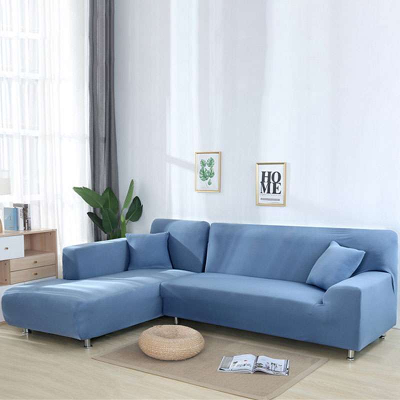 L-Shaped Sofa Solid Color High Elastic All-Inclusive Sofa Cover - Minihomy