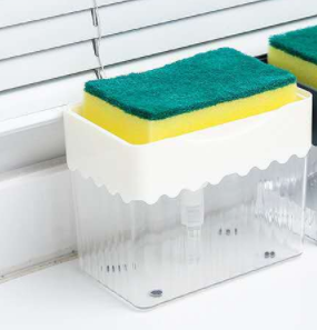 2-in-1 Soap Dispenser Sponge Caddy Push-type Liquid Box Detergent Automatic Dosing Box - Minihomy