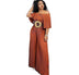 One-Shoulder Pleated Solid Color Loose Jumpsuit - Minihomy