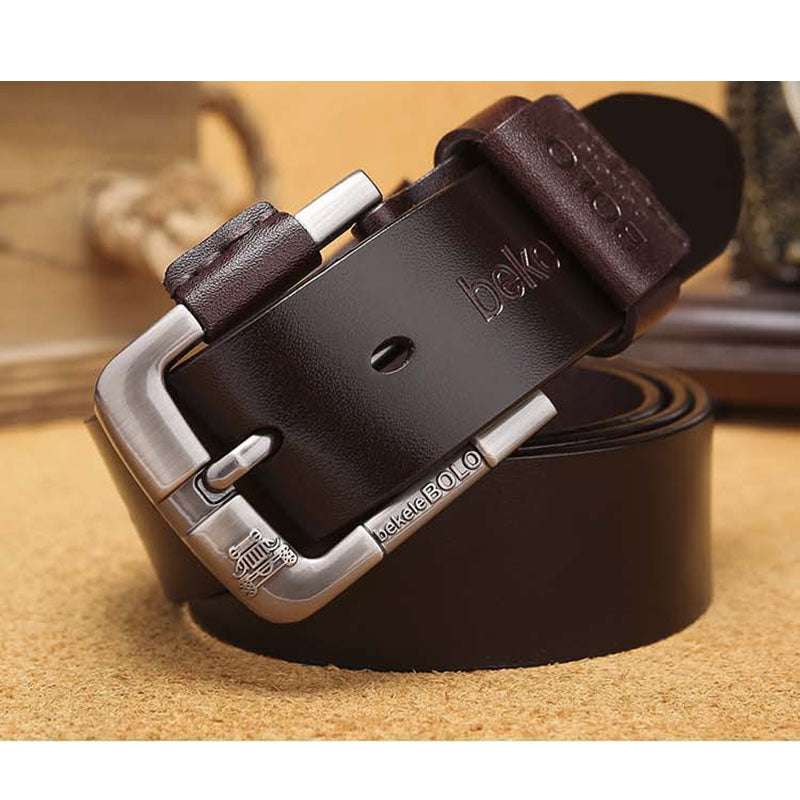 Men's Leather Belt with Cowhide Buckle - Stylish & Creative - Minihomy