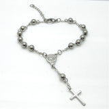 Stainless Steel Buddhist Bead Bracelet Cross Jesus Gold Bracelet