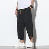 Chinese Style Cotton And Linen Pants Striped Plus Size Loose Harem Bloomers Men - Minihomy