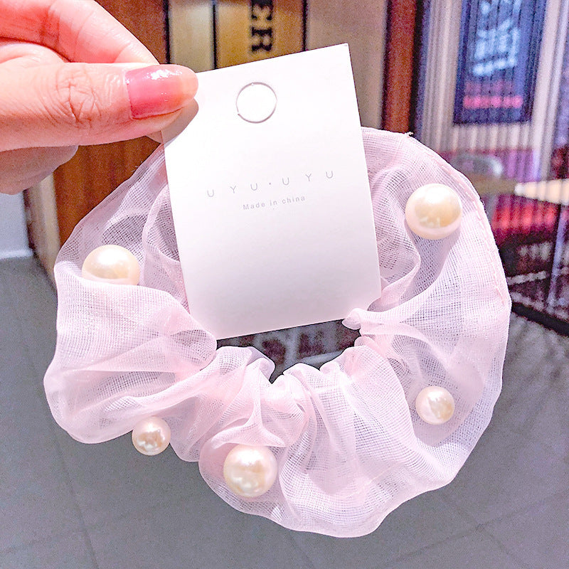 Mesh Pearl Large Intestine Hair Tie - Minihomy