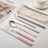 7-piece Set Of Creative Titanium-plated Environmentally Friendly Portable Tableware - Minihomy