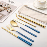 7-piece Set Of Creative Titanium-plated Environmentally Friendly Portable Tableware - Minihomy