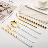 7-piece Set Of Creative Titanium-plated Environmentally Friendly Portable Tableware - Minihomy