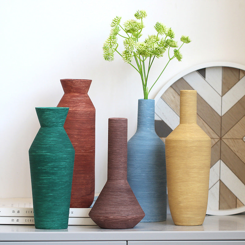 Ceramic Vase Brushed Nordic Modern Minimalist - Minihomy