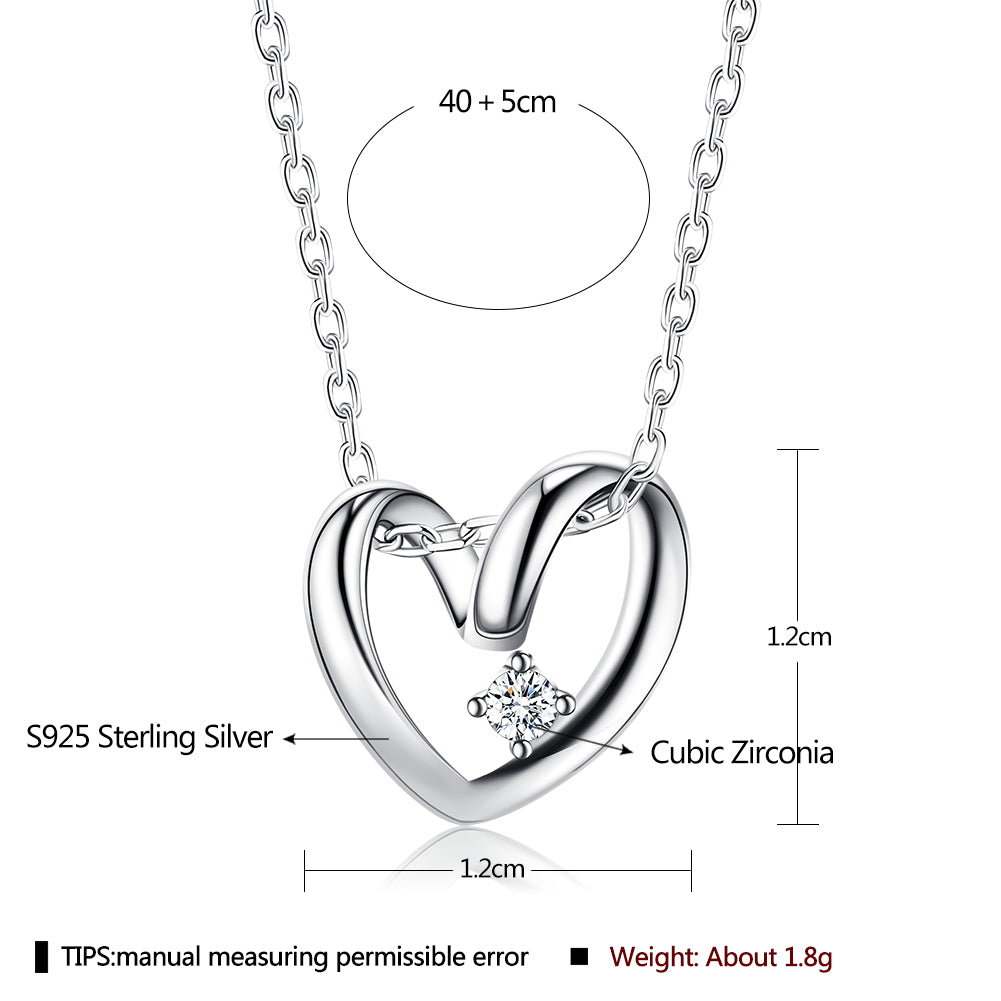 S925 Sterling Silver Platinum Plated Love Necklace Women