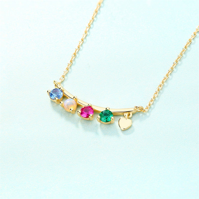 Ladies Gold Spinel Gem Pendant Color Silver Clavicle Chain - Minihomy