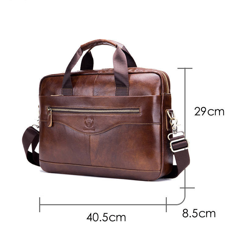 Leather Goods Laptop Computer Briefcase Men's Leather Shoulder Messenger Bag - Minihomy