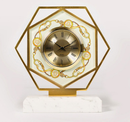 Modern Model Room Marble Light Luxury Clock Ornaments Brass Painted Alarm Clock Bedside Table Small Accessories Creative Desk Clock - Minihomy