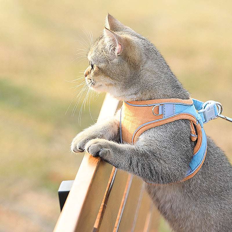 Cat Traction Rope Home Vest-Style Chest Harness Cute Anti-Stroke Cat Walking Rope - Minihomy