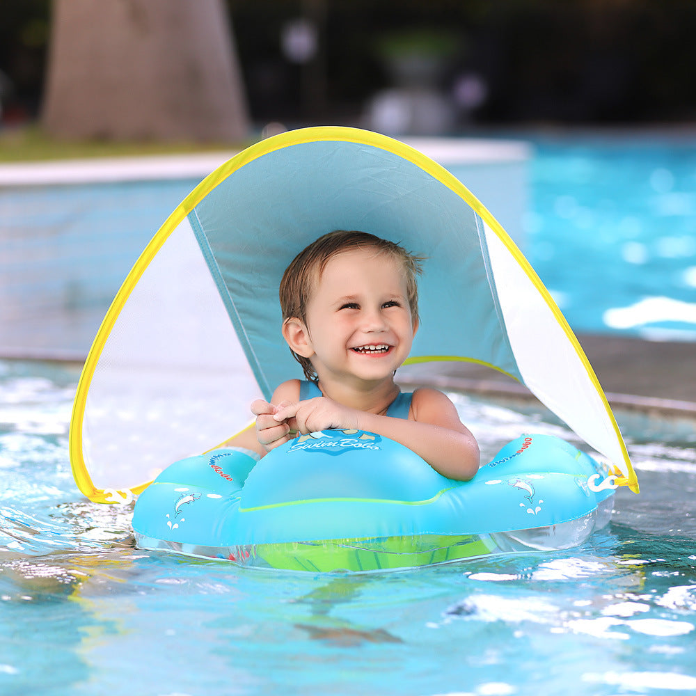 Baby Swimming Float With Canopy Inflatable Infant Floating Ring Kids - Minihomy