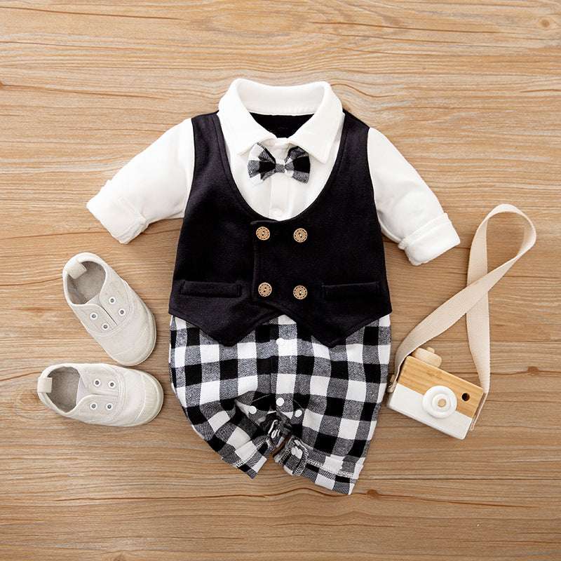 Baby Jumpsuit Spring And Autumn Gentleman Long-Sleeved Baby Clothes - Minihomy