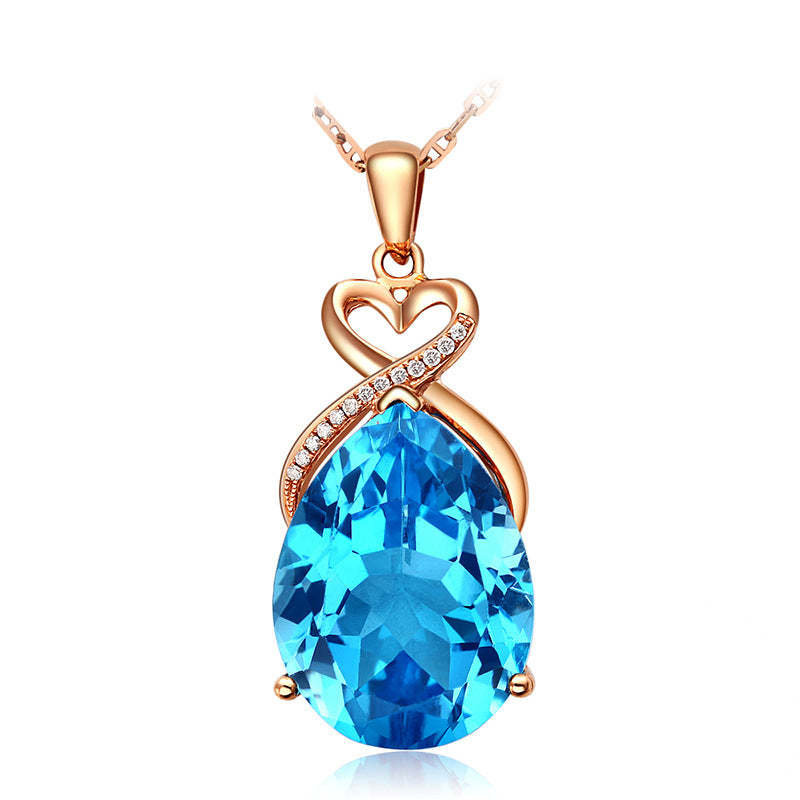 Pear Shaped Pendant In Imitation Of Natural Swiss Blue Drop - Minihomy