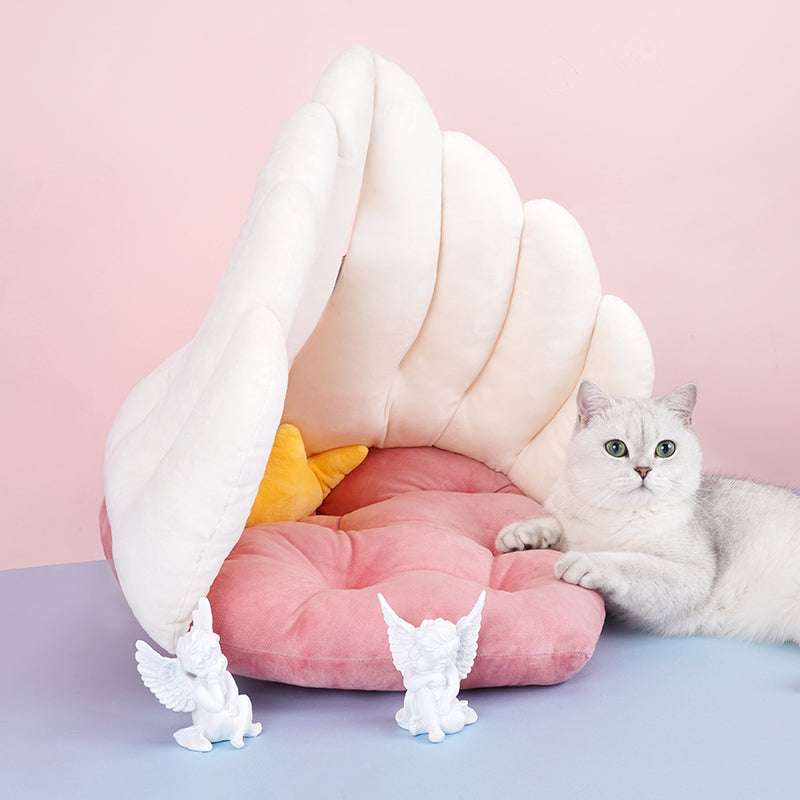 Angel Wings Love Cat Nest Sleeping Spring Warm Cat Bed Four Seasons Universal Cute Cat Nest Mat Dual-use - Minihomy