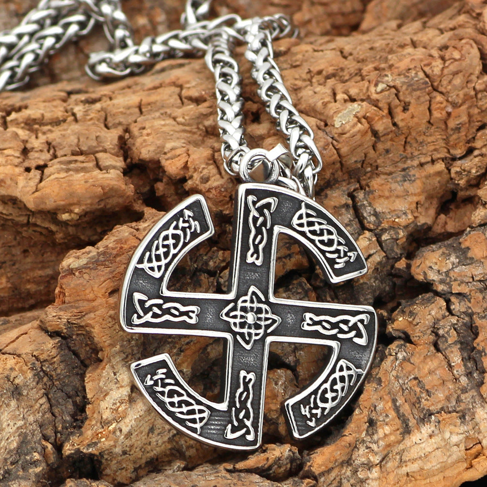 Stainless Steel Viking Jewelry Rune Slav Logo Pendant Domineering Men'S Necklace