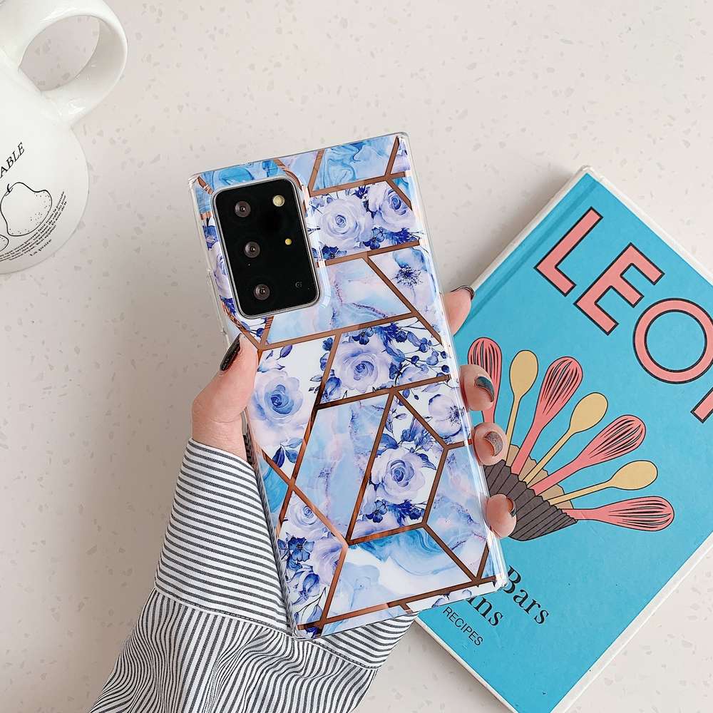 Marble Mosaic Rhombus Flower Silicone Phone Case - Minihomy