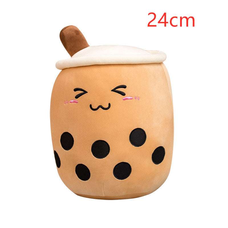 Cute Fruit Drink Plush Stuffed Soft Strawberry Milk Boba Tea Plush - Minihomy