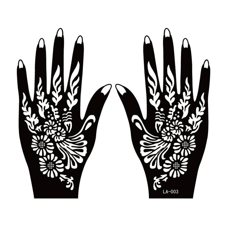 2 Sheets Hand Tattoo Henna Stencil Temporary - Minihomy