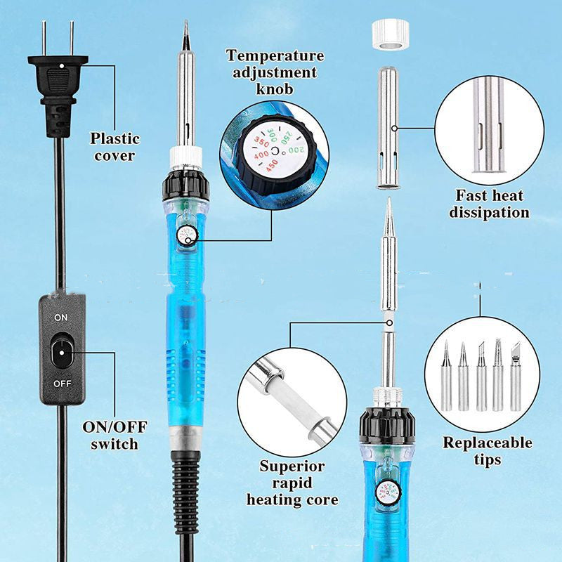 Diy 99Pcs Wood Burning Kit Heat Transfer Gourd Engraving Tool With Switch Thermostat Soldering Iron Pen Kit - Minihomy