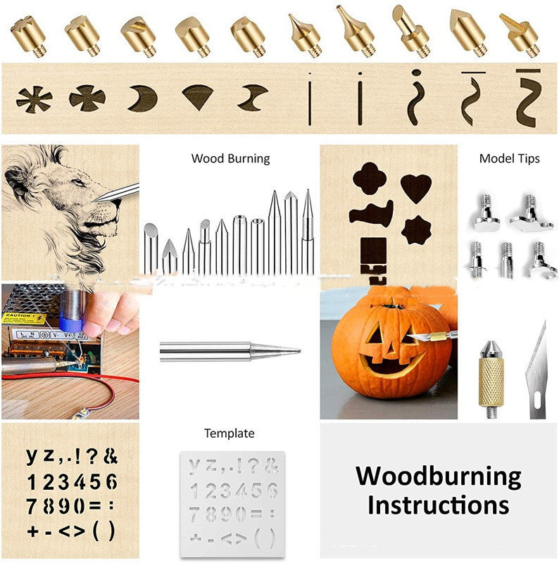 Diy 99Pcs Wood Burning Kit Heat Transfer Gourd Engraving Tool With Switch Thermostat Soldering Iron Pen Kit - Minihomy