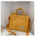 Corduroy Zipper Shoulder Bag Small Cotton Canvas Handbag - Minihomy