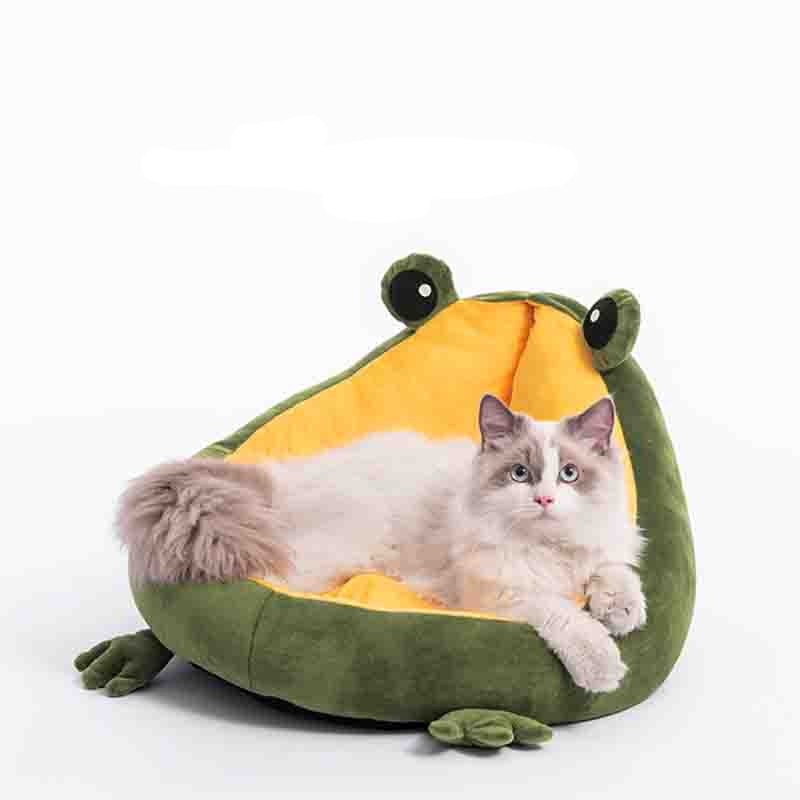 Frog Nest Winter Warm Semi-Enclosed Pet Bed Cat Bed - Minihomy