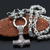 Explosive Viking Wolf Head Hammer Trendy Male Amulet Stainless Steel Emperor Chain Jewelry - Minihomy