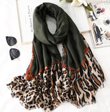 Cotton Scarf Casual Leopard Print Long Gauze Scarf - Minihomy