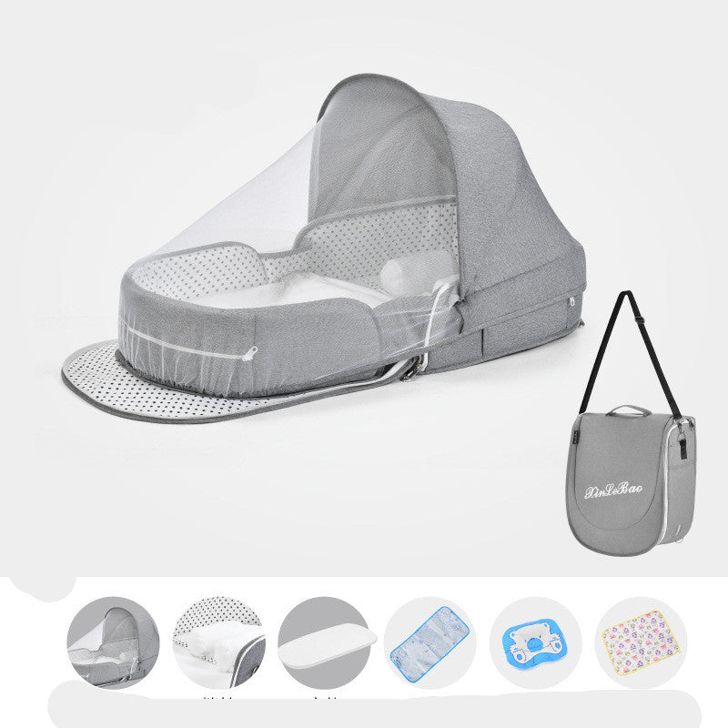 Baby Crib Multifunctional Folding Newborn Nest Toddler Bed Portable Sun Protection Mosquito Net Infant Camping Bed Travel Cot - Minihomy