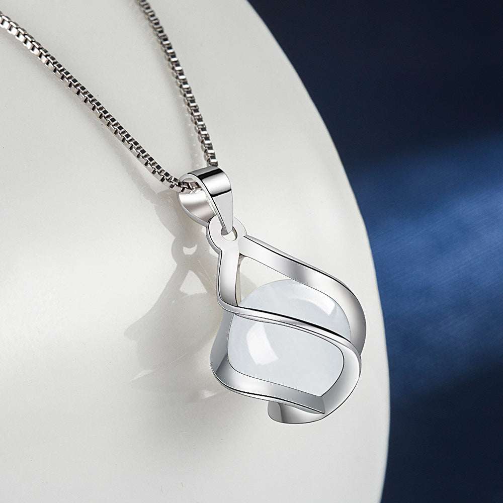 Cute White Opal Necklace Pendant - Minihomy