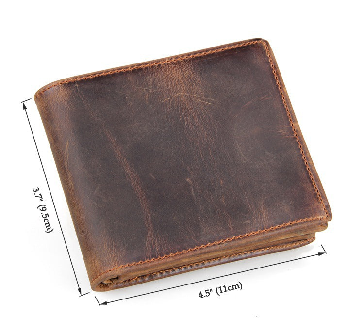 Men Wallets Luxury Horse Leather Wallet Leather Short Wallet Men'S Leather Wallet - Minihomy