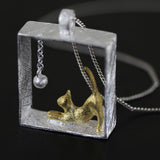 Fashion Brushed Cat Small Ball Pendant With Chain - Minihomy