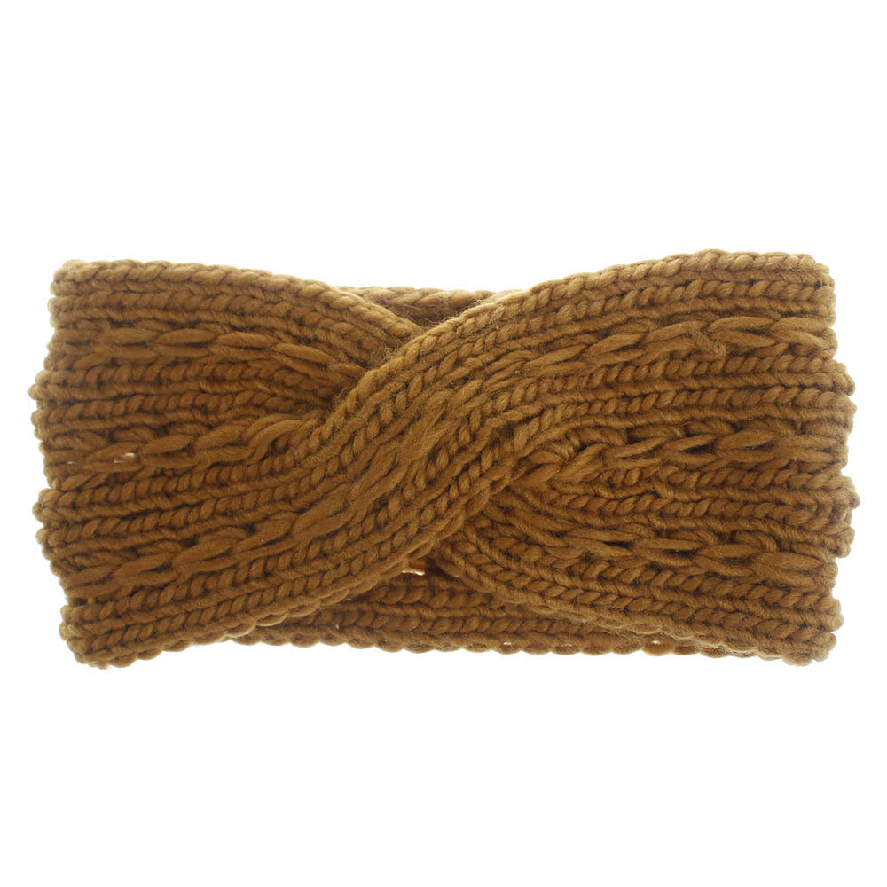 Acrylic Thick Wool Knitted Headband Diagonally Crossed Hair Accessories For Women - Minihomy