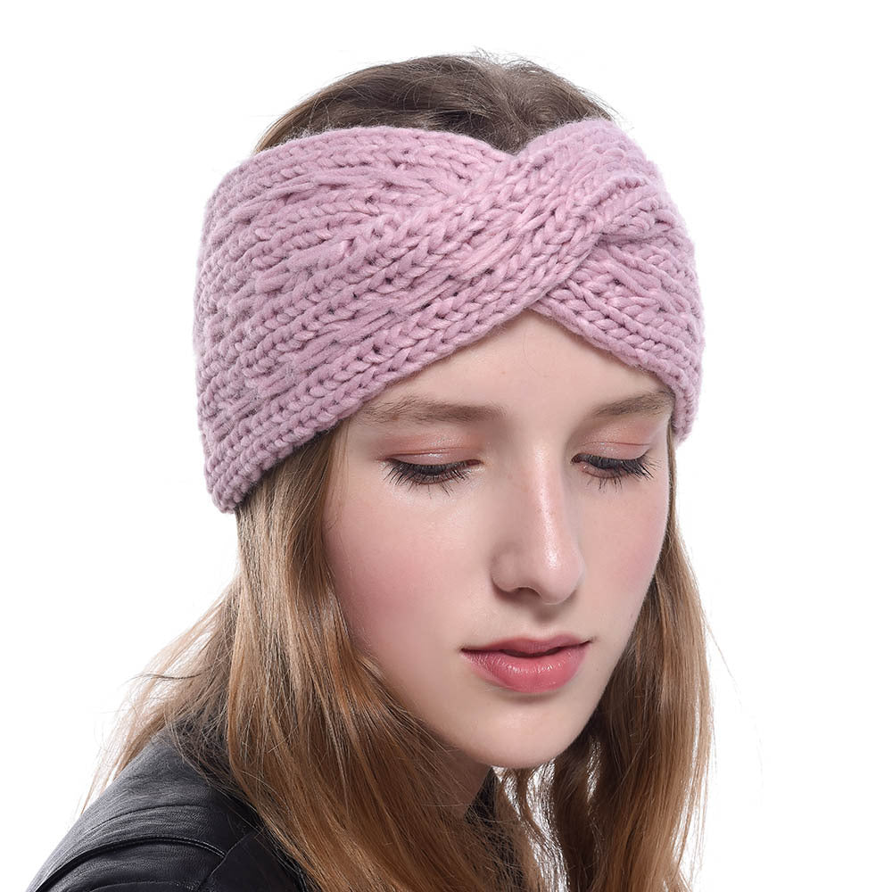 Acrylic Thick Wool Knitted Headband Diagonally Crossed Hair Accessories For Women - Minihomy