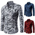 Mens Shirt Printed Casual Long Sleeved Shirt Slim Fit Male Social Dress Shirt For Men - Minihomy