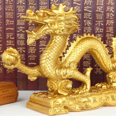 Zhaocailong Ornaments Zodiac Golden Dragon Geomantic Products Crafts Home Office Decoration