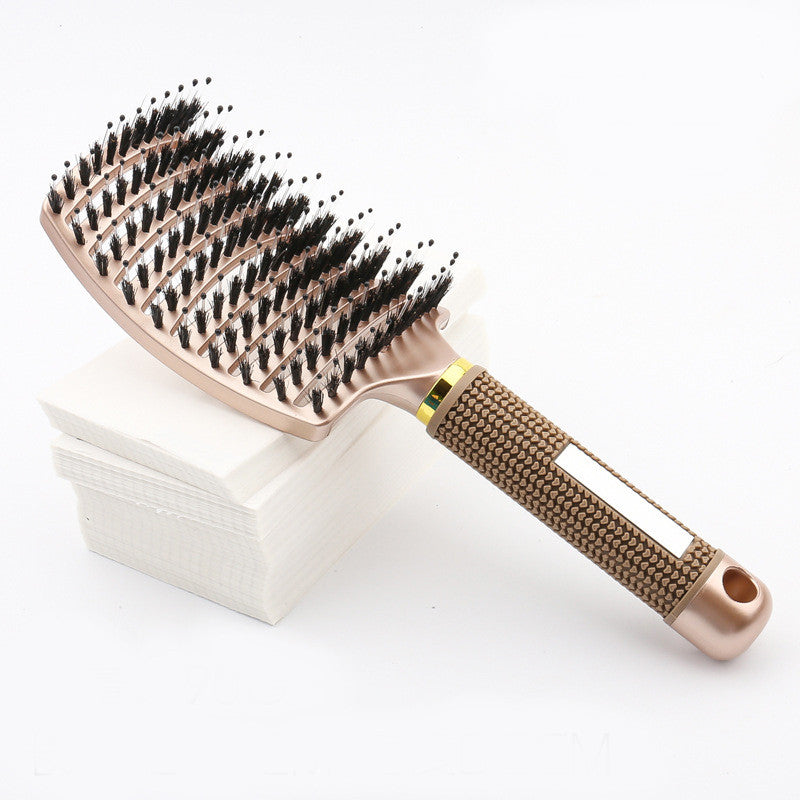 Large Curved Comb Hairbrush Boar Bristles Massage Comb Curly Hair Multifunctional Hair Brush - Minihomy