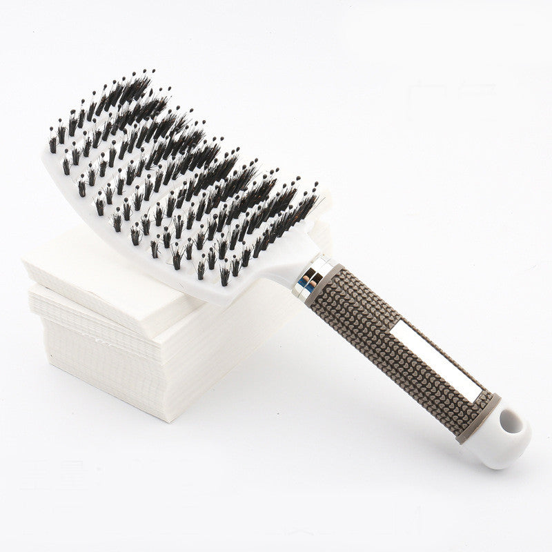 Large Curved Comb Hairbrush Boar Bristles Massage Comb Curly Hair Multifunctional Hair Brush - Minihomy