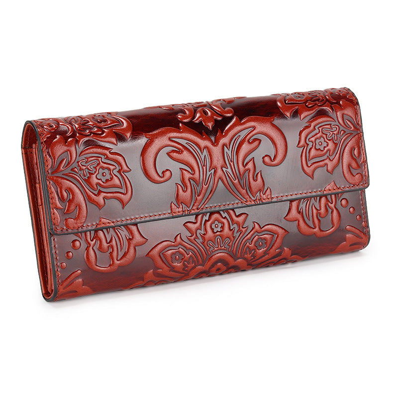 Long Three-fold  Women's Leather Wallet - Minihomy