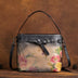 Color Printing Flowers Hand Brush Color Head Layer Leather Hand Inclined Cross Bag - Minihomy